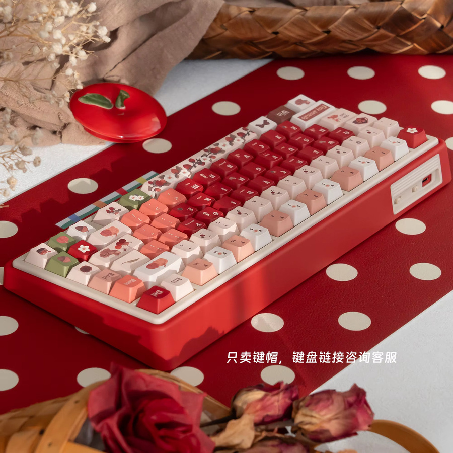 Venit Keys Rehkitz Tastenkappen Set in Rot mit Kirschprofil aus PBT für mechanische MX-Tastaturen - Bild 3