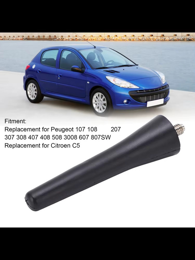 DOACT Auto-Kurzantennenmast 6561N3 in Schwarz, Länge: 6,7 cm, Ersatz für Peugeot 107 108 207 307 308 407 - Bild 5
