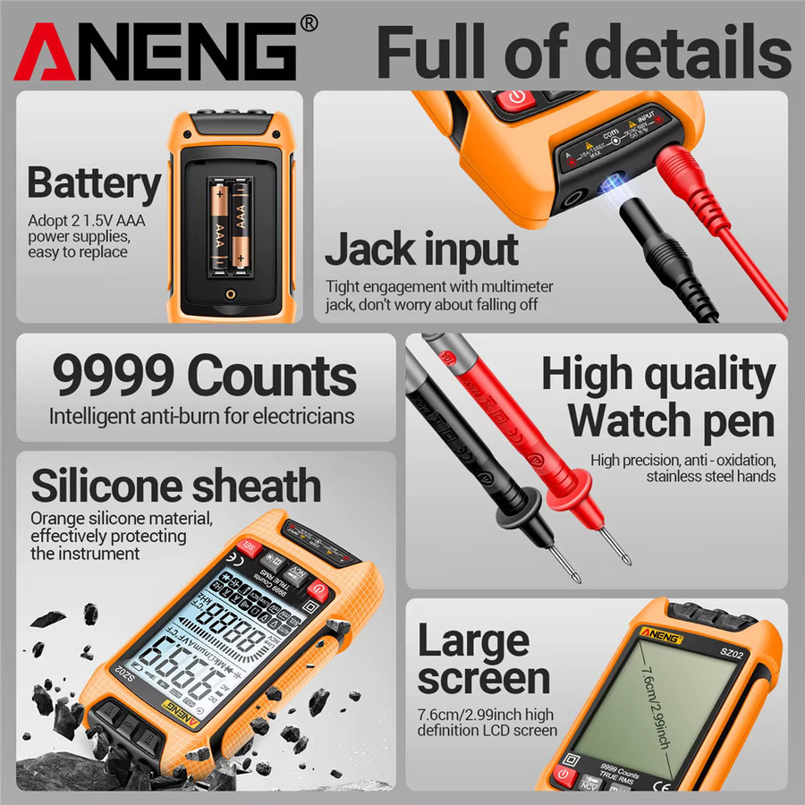 ANENG SZ01/SZ02 Digital Multimeter True RMS Smart Multimeter für AC/DC Strom und Spannung - Bild 4