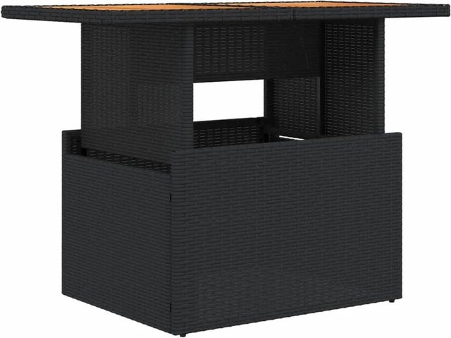vidaXL Gartentisch aus Polyrattan und Akazienholz in Schwarz, B/T/H: 100 x 55 x 73 cm - Bild 1