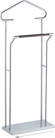 Relaxdays Herrendiener aus Metall und Holz in Silber und Braun, H: 110 cm, B: 46 cm, T: 19 cm