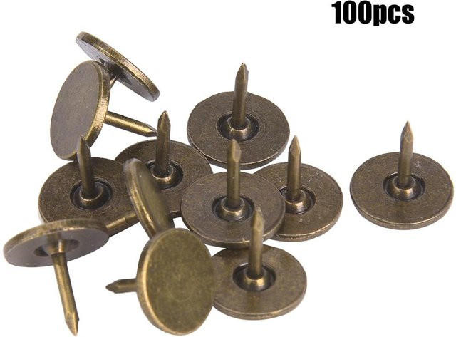 100 Stück Polsternägel KaiSai Flachkopf Dekornägel aus Eisen in Cyan Bronze, Durchmesser: 1,1 cm, Länge: 1,1 cm - Bild 1