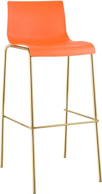 CLP Barhocker Hover mit Lehne, stapelbarer Barstuhl mit Kunststoff-Sitz und Metallgestell in Goldoptik - Bild 1