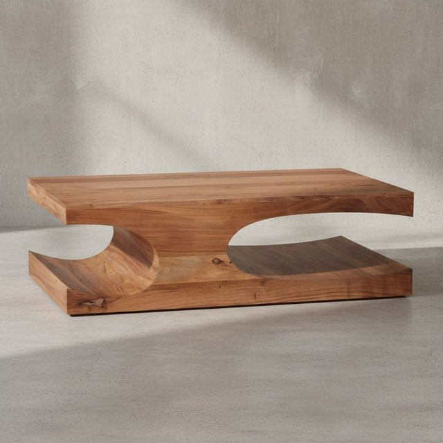 Couchtisch BOHA von KADIMA DESIGN aus Akazie Massivholz im Landhausstil, Farbe: Braun, B/T/H: 118 x 70 x 38 cm - Bild 1