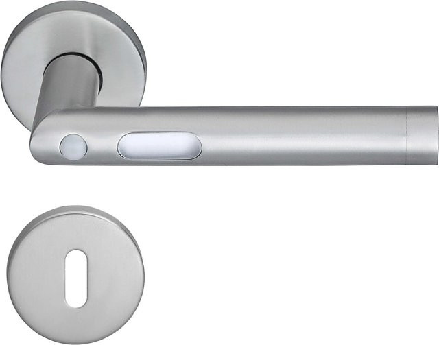MeinTürgriff LED-Türgriff Orbit Drückergarnitur aus Edelstahl in Silber Matt mit BB-Vierkant - Bild 1