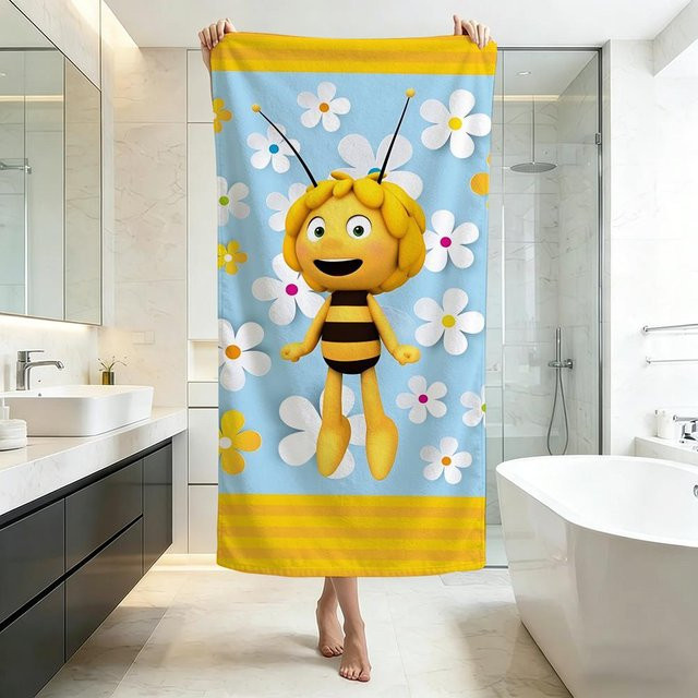 Ultraweiches Mikrofaser Handtuch M-Maya die Biene in Blau von Warmth Home, Breite: 35 cm, Höhe: 60 cm - Bild 1