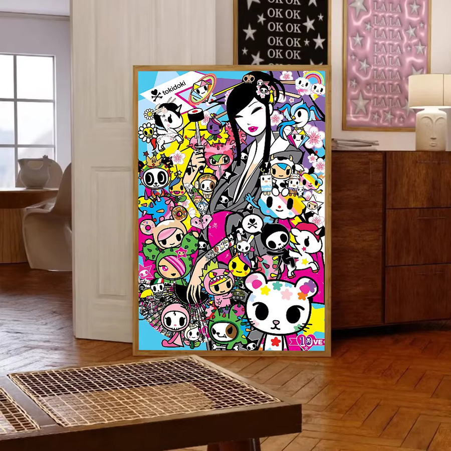Kawaii T-Tokidoki Wandposter selbstklebend wasserfest aus Papier in Mehrfarben zur Wanddekoration für Kaffeehaus und Bar - Bild 4