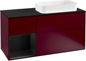 V&B Waschtischunterschrank Finion in Blau Lackiert mit Regal links, Breite: 120 cm, Tiefe: 50,1 cm, Höhe: 50,1 cm - Bild 1