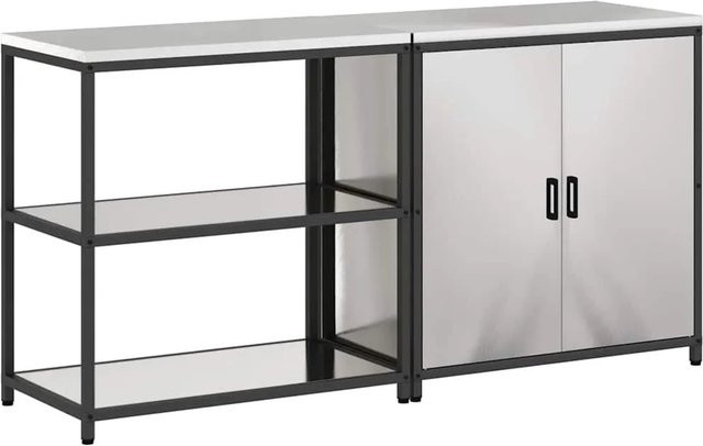 vidaXL Aufbewahrungsset für die Küche mit 2 Regalen aus Metall in Silber Matt - Bild 1