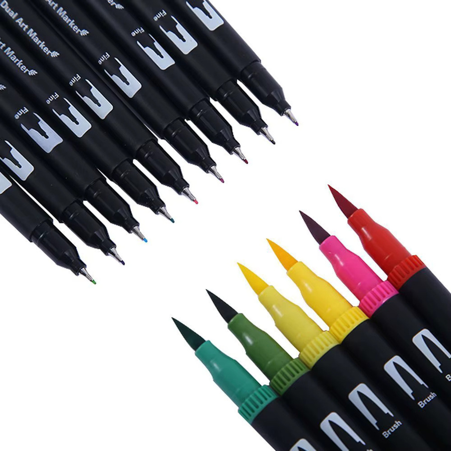 24 Farben Dual-Pinsel-Fineliner-Set mit Filzspitze für Aquarell-Kunst, Kalligraphie und Malerei in Multicolour - Bild 3