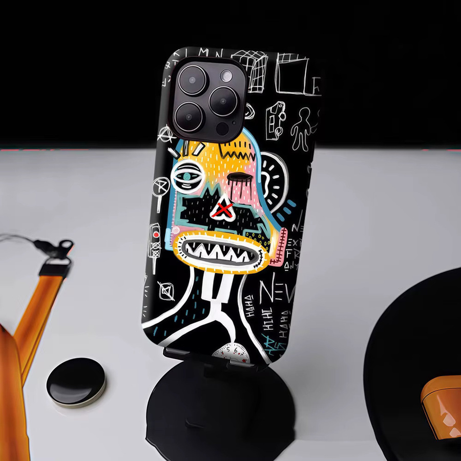 Aurbe Matte 2-in-1 MagSafe Hülle mit Film für iPhone 17 16 15 14 Plus Pro Max, Stoßfeste Hartschale im Graffiti-Stil, Mehrfarbig - Bild 4