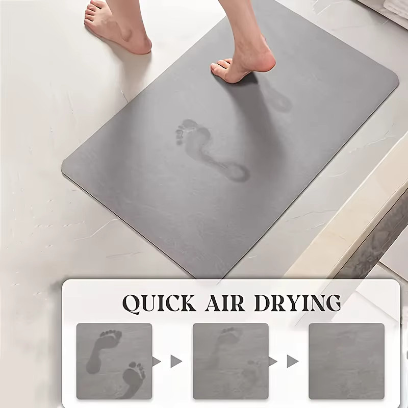 Saugfähige Kieselgur Bodenmatte für das Badezimmer, rutschfest und minimalistisch, Beige, Rechteckig - Bild 1