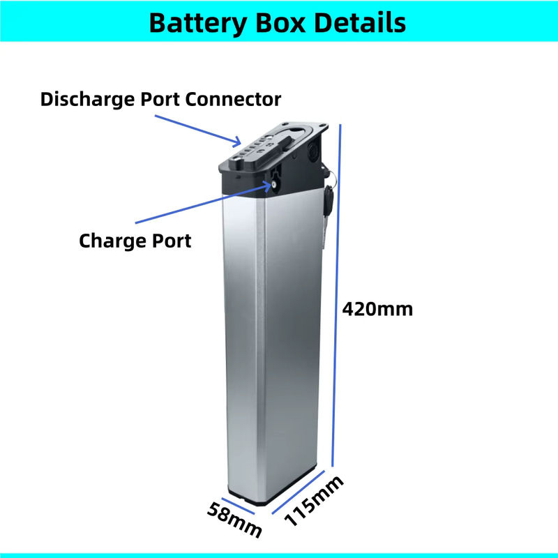 Belicore Faltbares E-Bike Batteriegehäuse in Silber für 36V 48V 52V mit ALX-Kopf Abdeckung und Basisstecker - Bild 3
