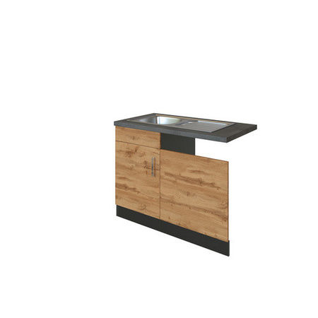 HELD MÖBEL Spülenschrank Bologna in Braun aus Holzwerkstoff, B/H/T: 100 x 85 x 60 cm