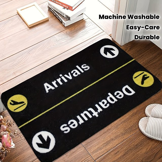 VIKAMA Fußmatte mit Flugthema in Schwarz, rechteckig, B: 60 cm, T: 40 cm, H: 1 cm - Bild 1