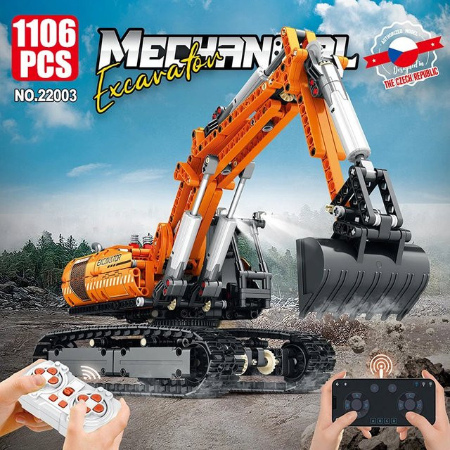 XMWL Technischer RC-Bagger, Baukasten, ferngesteuert, 1106 Teile - Bild 1