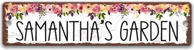Personalisiertes Gartenschild Hello Young in Schwarz als individuelles Tor- und Pflanzenschild im Cottage-Stil - Bild 1