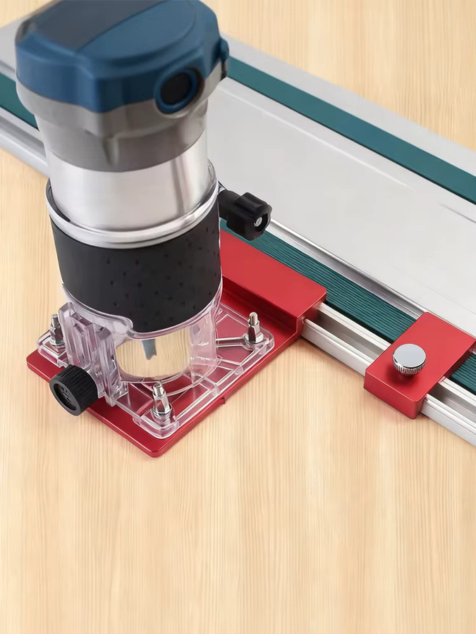 Toorise Führungsschienen-Adapter aus Aluminiumlegierung mit Begrenzungsanschlag für präzises Kantenfräsen bei Holzarbeiten - Bild 6