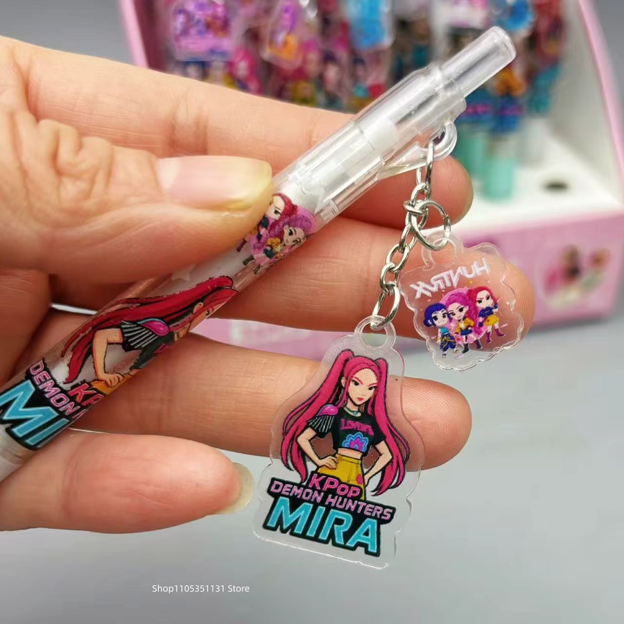 Kawaii Cartoon Gelstifte mit Acryl-Anhänger Schwarz 0,5 mm Klick-Schreibstifte für Schule und Büro - Bild 2