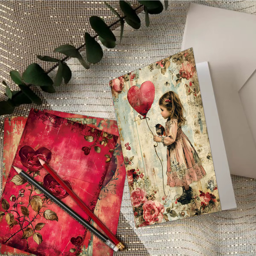 6er-Pack romantische Grußkarten mit roten Herzen und Umschlägen aus Papier für Valentinstag, Jahrestag und Hochzeit - Bild 2