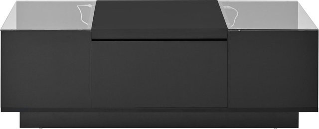 Aosom Couchtisch mit Glasplatte, 2 Schubladen und LED-Stimmungsbeleuchtung in 16 Farben, Schwarz, B/T/H: 105 x 50 x 35 cm - Bild 1