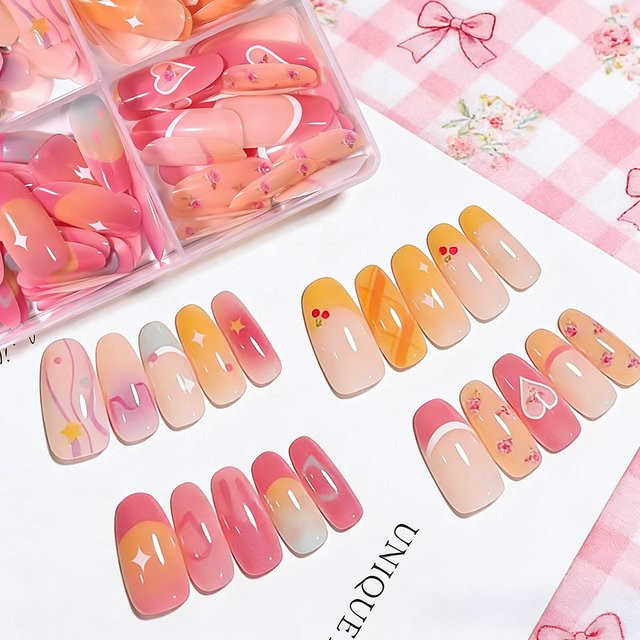 MAFANAILS Press-On-Nägel, 120 Stück, ovale French-Tips, Glänzend - Bild 1