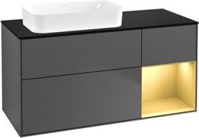 V&B Waschtischunterschrank Finion mit Wandbeleuchtung, Breite: 120 cm, Tiefe: 60 cm, Anthrazit matt - Bild 1