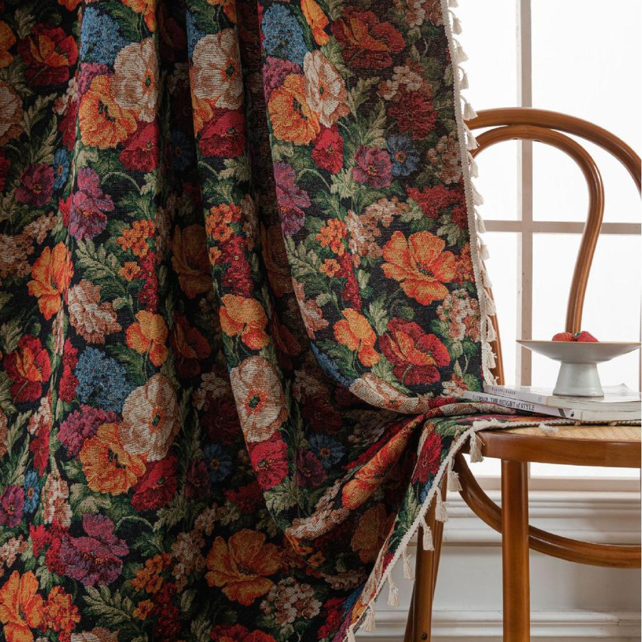 Imanqi Yun Floral Jacquard Küchen- und Erkerfenstervorhänge, halbtransparent, Multicolour - Bild 4