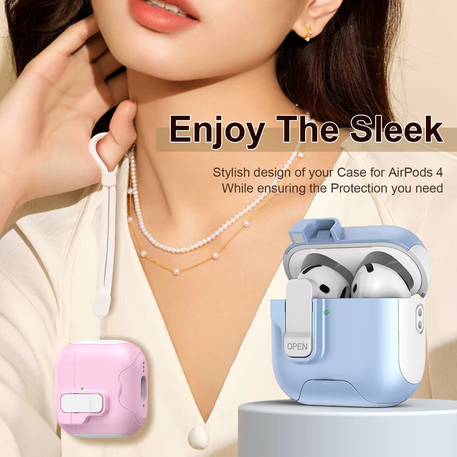 Magnetische Schutzhülle für Apple AirPods 4 ANC und AirPods Pro 2 mit Umhängeband und Ganzkörperschutz - Bild 3
