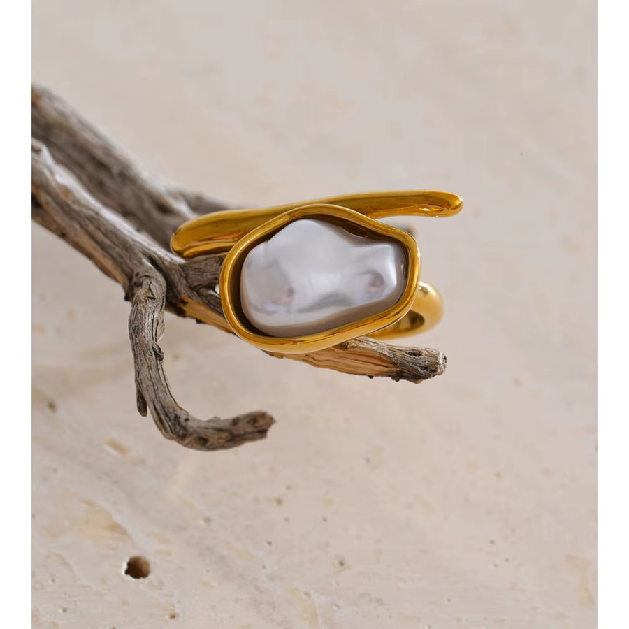Yhpup Ring, Vintage, Perle, Gold, Damen - Bild 2