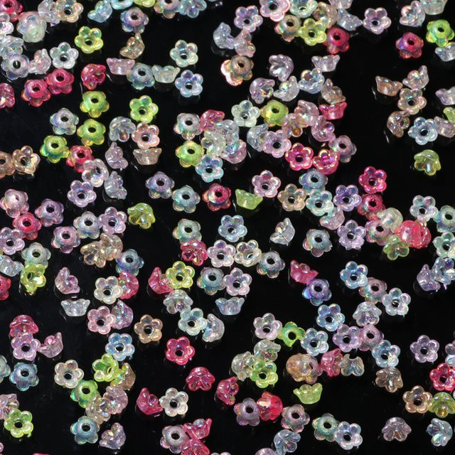 Laudsong Mini-Blumenperlen Acryl, 4/6 mm, Bunt, Unisex - Bild 1