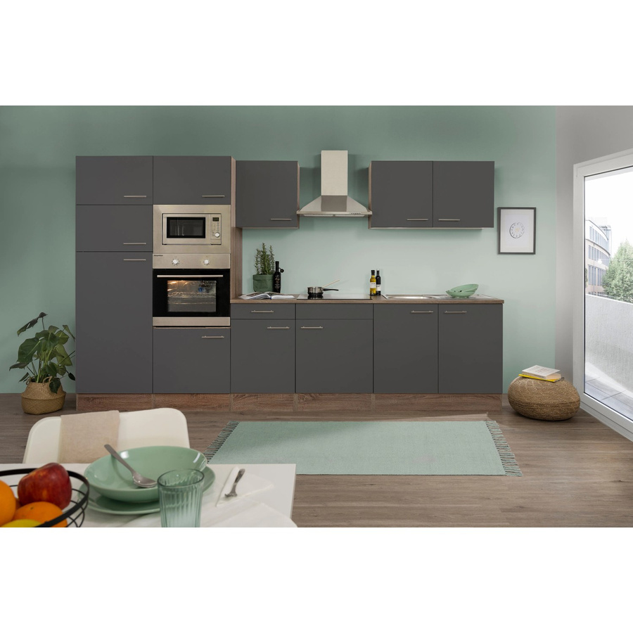 Respekta Küchenzeile KB330EYGMIGKE in Grau Seidenglanz Eiche York Nachbildung, Breite: 330 cm, Höhe: 205 cm, Tiefe: 55,5 cm - Bild 2