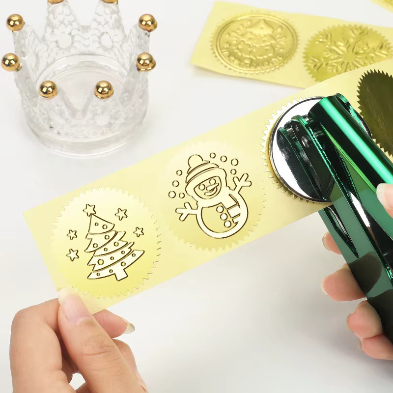 Personalisierte Embosser-Stempel in Gold für DIY-Buchgestaltung, Bibliotheken und Kartenhandwerk in runder oder rechteckiger Form - Bild 3