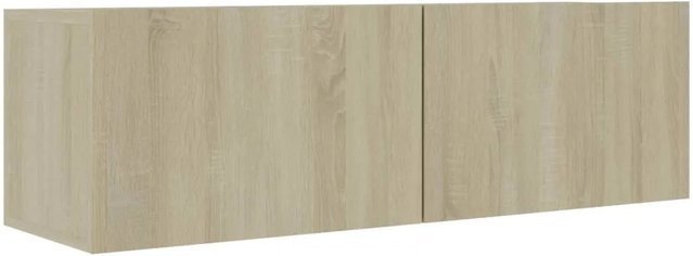 vidaXL TV-Schrank aus Holzwerkstoff in Braun und Beige mit Klapptüren, Wandmontage, B: 100 cm, T: 30 cm, H: 30 cm - Bild 1