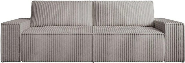 Vente-unique Schlafsofa Amelia in Lichtgrau mit Cord-Bezug - Bild 1