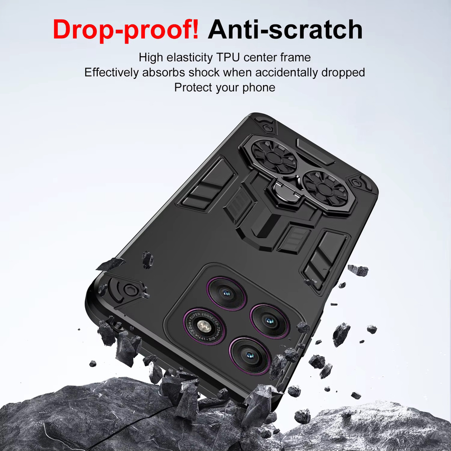 Stoßfeste Schutzhülle für Motorola Edge 50 Pro Fusion Neo G04 G04S G24 G05 G15 Power G15 E14 E15 mit Metallring in Schwarz - Bild 5