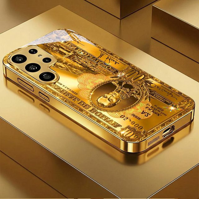 Exquisite Glas-Handyhülle für Samsung Galaxy S25 S24 S23 S22 Ultra Plus FE in Gold, stoßfestes Design - Bild 1