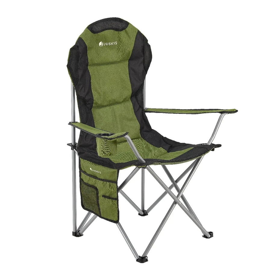 Juskys Campingstuhl Lido gepolsterter Klappstuhl mit Getränkehalter und Tasche Grün - Bild 3