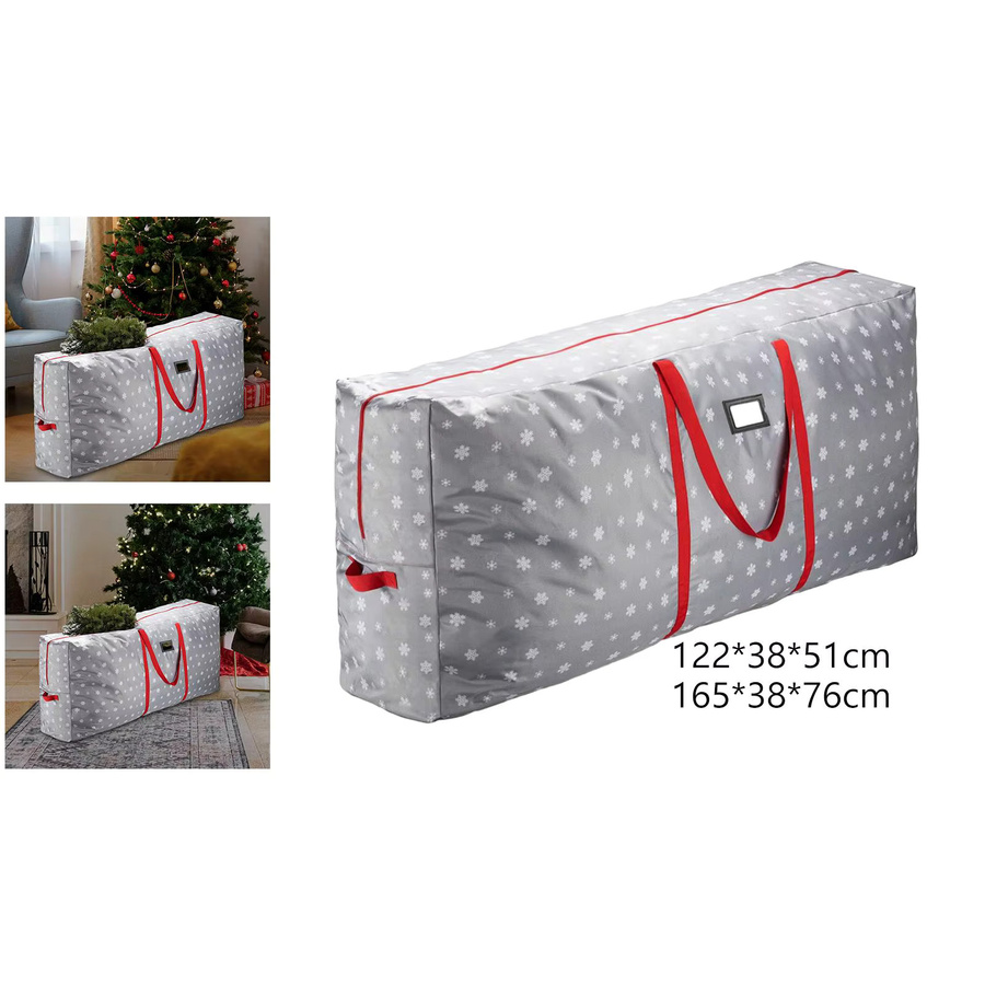 Wiederverwendbare Weihnachtsbaum-Tasche aus grauem 210D Oxford-Stoff, staubdicht und langlebig mit verstärkten Griffen, B/H: 76,0 x 38,0 cm - Bild 4