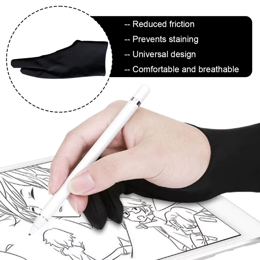 2-Finger-Anti-Touch-Handschuhe für iPad und Grafiktablett aus Nylonfaser in Schwarz - Bild 2