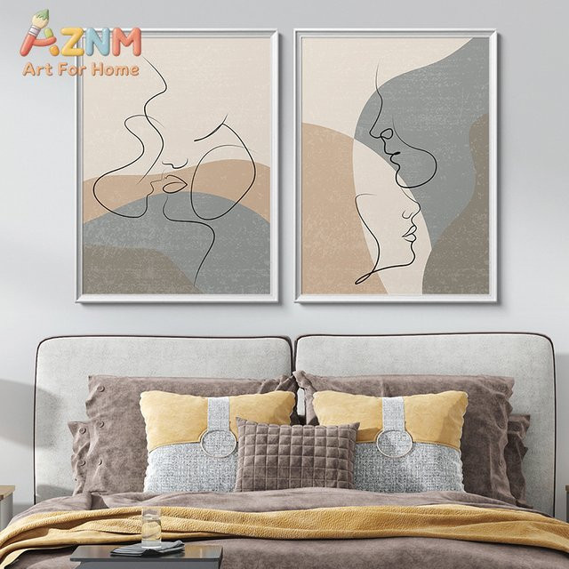 AZNM Abstrakte Wandkunst Moderne Geometrie Gesicht Farbblock Dekorative Malerei Multicolour - Bild 1