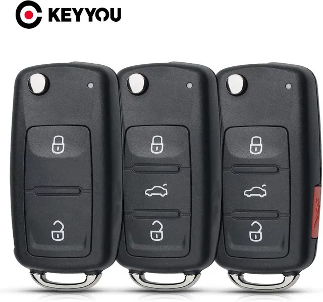 KEYYOU Schlüsselhülle für VW Golf Jetta Polo Tiguan Eos sowie Skoda Superb Octavia Fabia und Seat Ibiza Leon in Schwarz - Bild 1