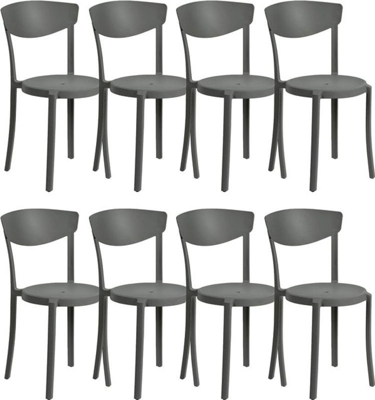 8er Set Esszimmerstühle Vieste von BELIANI in Dunkelgrau, modern und minimalistisch aus Kunststoff - Bild 1