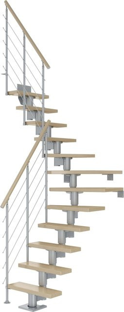 Dolle Mittelholmtreppe Dublin Ahorn Perlgrau 1/4 gewendelt mit Breite: 75 cm und einer Höhe bis 292 cm - Bild 1