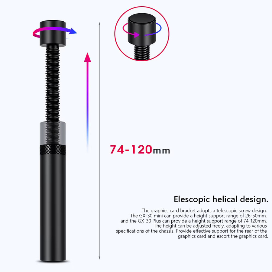 COOLMOON GPU-Halter Mini/Plus vertikale Teleskop-Halterung aus Aluminium in Schwarz - Bild 3