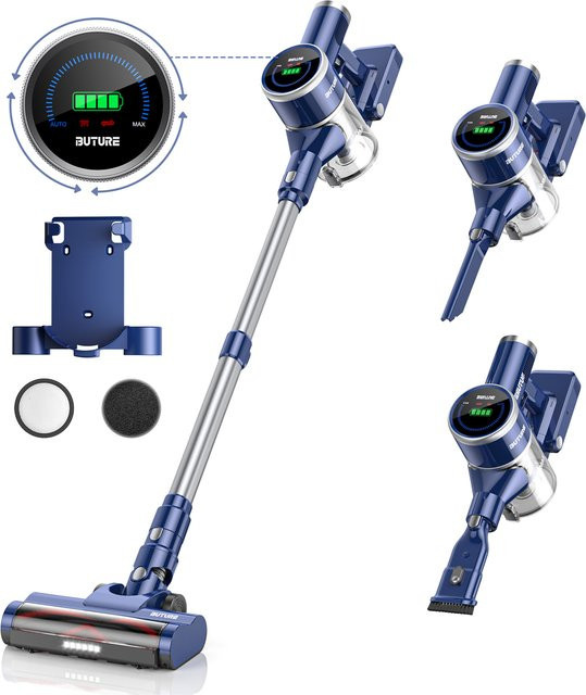 Buture kabelloser Handstaubsauger JR600 in Blau mit 400 W Leistung und 33000 PA Saugleistung für Tierhaare und Haushalt mit abnehmbarem Akku - Bild 1