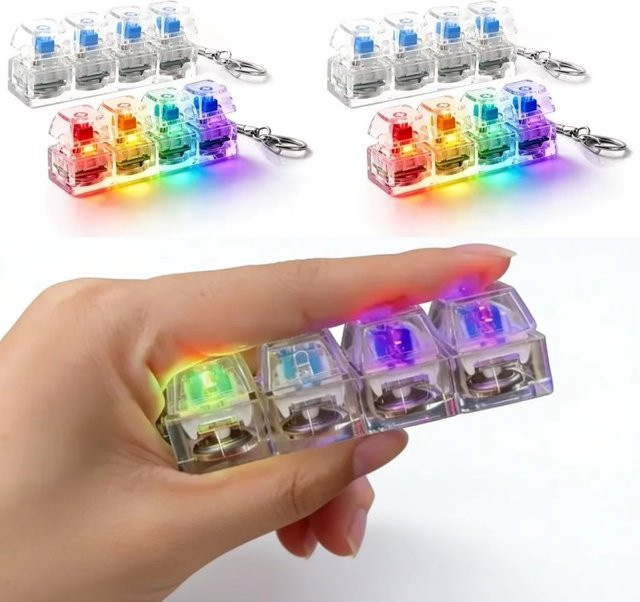 soulbao Transparenter RGB Clicker Schlüsselanhänger Fidget Pad, 4-Tasten, Leuchtendes Gadget - Bild 1