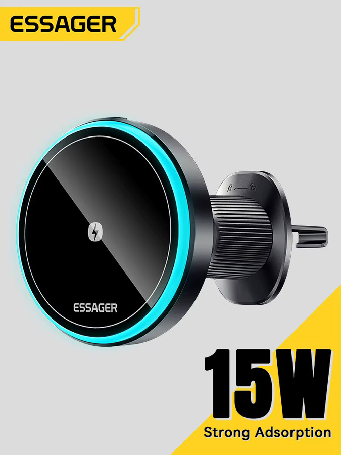 Essager Magnetische Kabellose Auto-Handyhalterung mit 15W Schnellladefunktion, 360 Grad Verstellbar, Schwarz, Universelle Handyhalterung für iPhone und Samsung - Bild 6