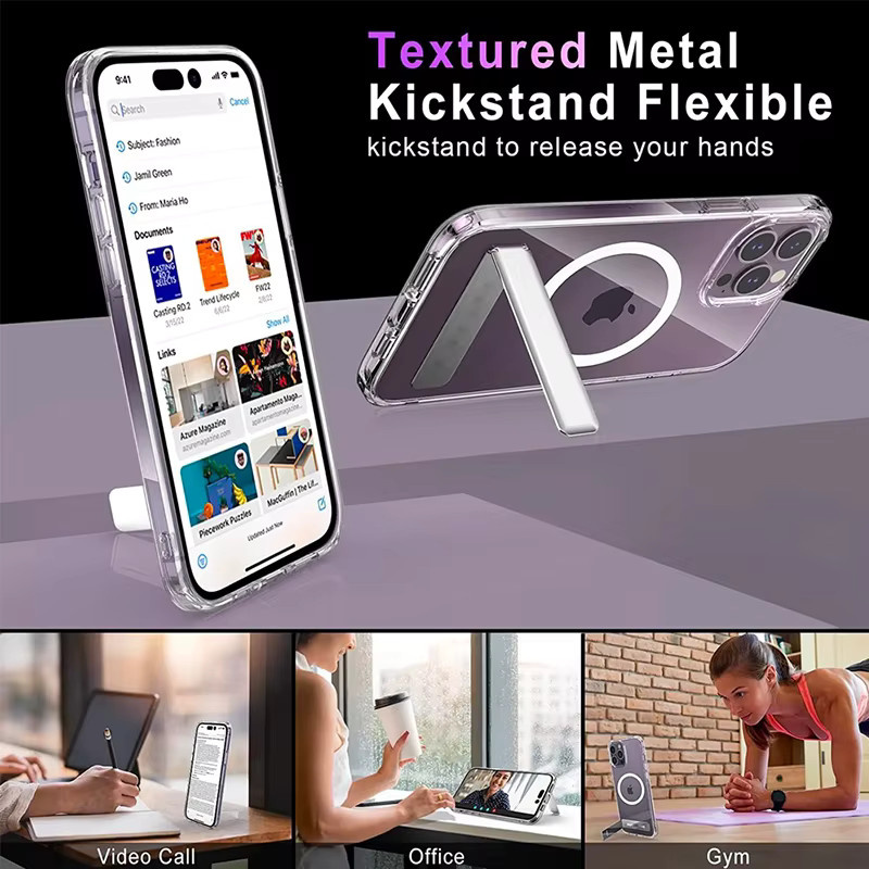 EDEBA Magnetische iPhone Handyhülle mit Ständer, Transparent, Stoßfest und MagSafe kompatibel für iPhone 15 14 13 12 11 Pro Max Plus Mini - Bild 2