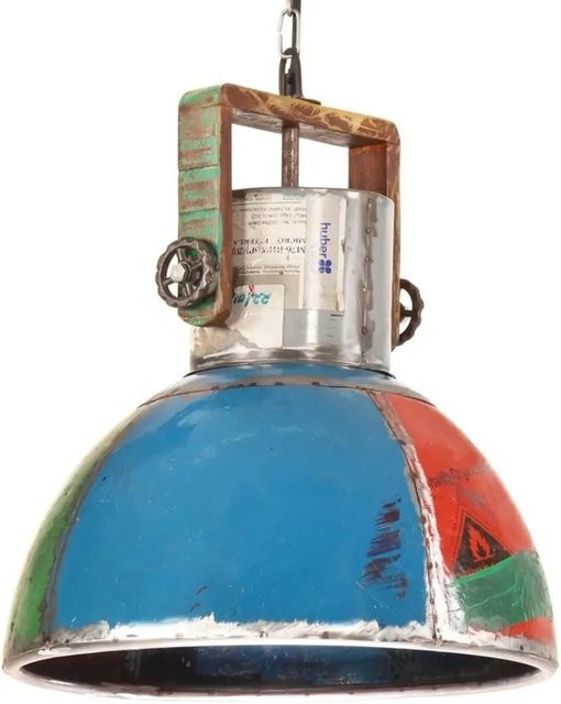 vidaXL Hängelampe im Industrie-Stil aus Metall und Holz, Mehrfarbig, Rund, Durchmesser: 40 cm, E27, 25 W - Bild 1